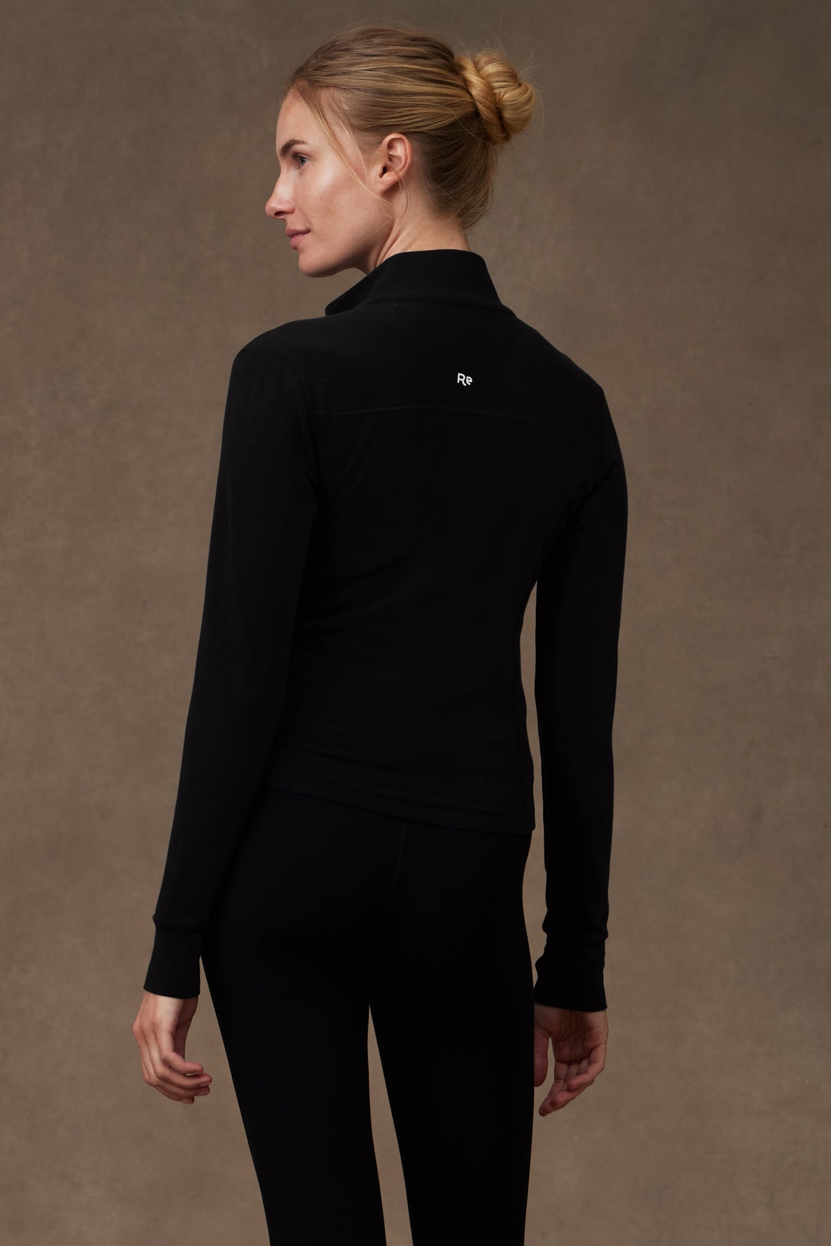 Selene Zip-Up in Sapphire, on model